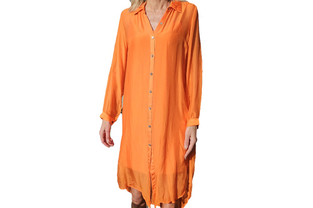 Silk Dress Orange 12420 Moretti Milano